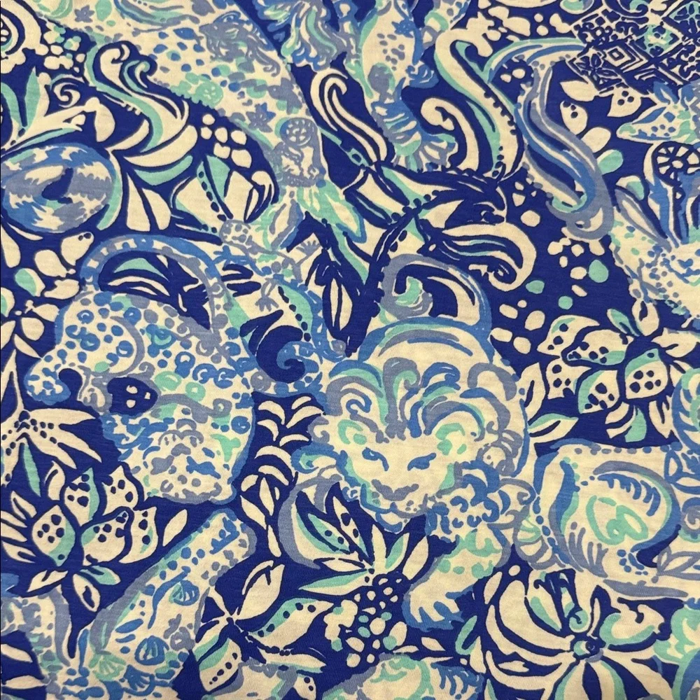 Lilly Pulitzer XL Blue & aqua Animal Print Tunic Top NEW Large 12 14 16 - Picture 7 of 11